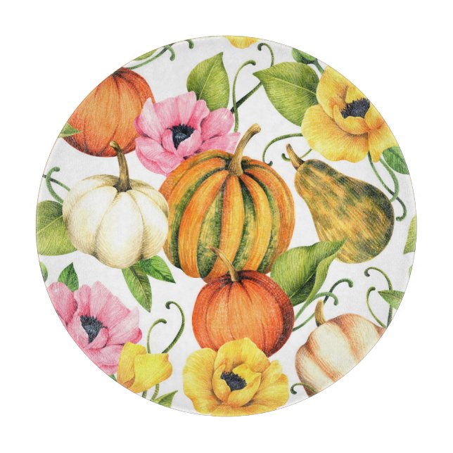 Planche À Découper Fleurs de soleil citrouilles : Aquarelle Motif des (Devant)