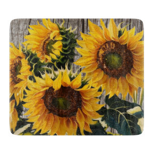 Planche À Découper Fleurs de soleil rustiques sur carton imprimé"