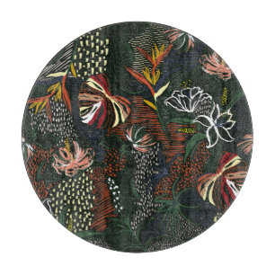 Planche À Découper Fleurs dessinées à la main, forêt de palmiers trop