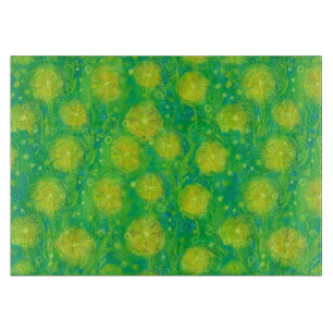 Planche À Découper Fleurs d'été des pissenlits Floral Jaune Vert
