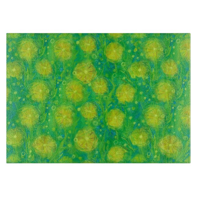 Planche À Découper Fleurs d'été des pissenlits Floral Jaune Vert (Devant)