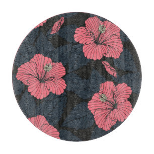 Planche À Découper Fleurs d'Hibiscus : papier peint transparent foncé