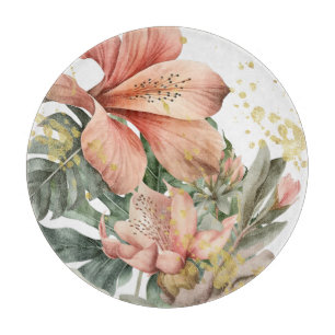 Planche À Découper Fleurs d'orchidées de jungle à l'aquarelle