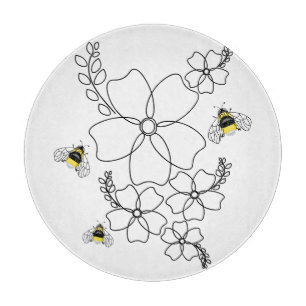Planche À Découper Fleurs et bourdons dans un style minimaliste
