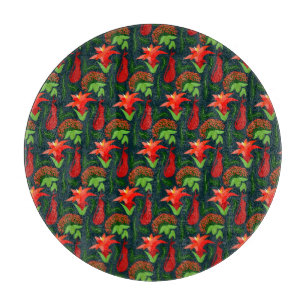 Planche À Découper Fleurs Exotiques Colorées Motif de Feuilles