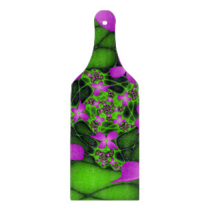 Planche À Découper Fleurs fractales abstraites modernes rose vert néo