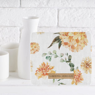 Planche À Découper Fleurs Jaunes Modernes & Cadeau Personnalisé Kraft