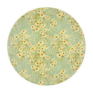 Planche À Découper Fleurs marguerites : Aquarelle Sombre Sans Couleur