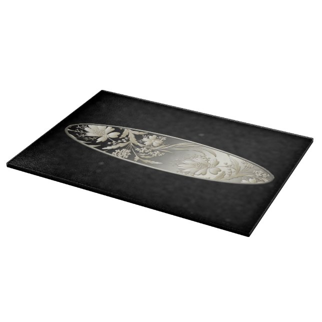 Planche À Découper Fleurs métalliques gris argenté (Coin)