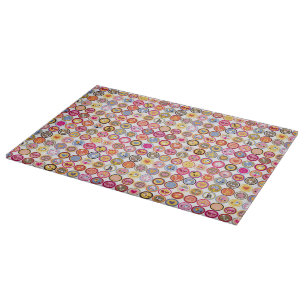 Planche À Découper fleurs mignonnes, oiseaux, motif de coeurs