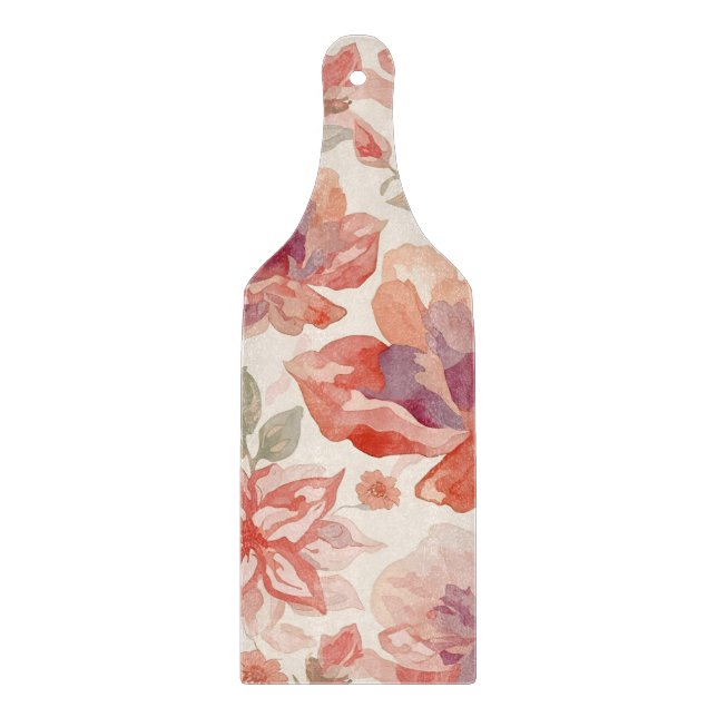 Planche À Découper Fleurs pastel aquarelle orange clair (Devant)