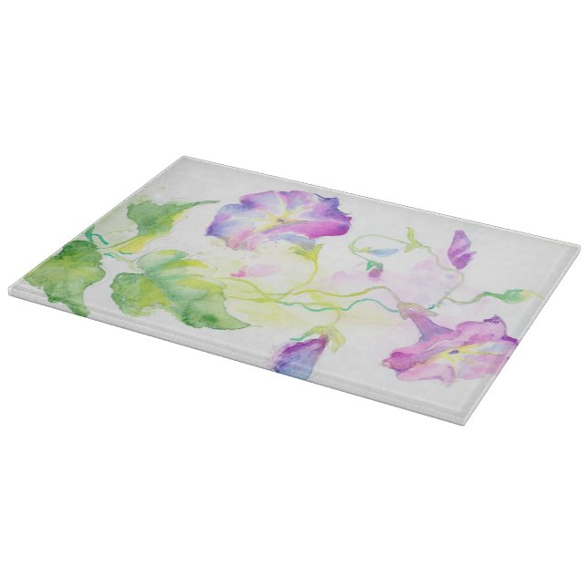 Planche À Découper Fleurs peintes de convolvule d'aquarelle (Coin)