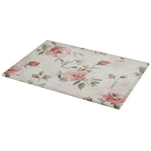 Planche À Découper Fleurs Roses Roses Blush Crème Floral