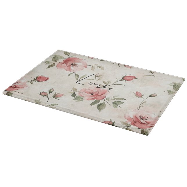 Planche À Découper Fleurs Roses Roses Blush Crème Floral (Coin)