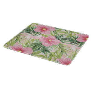 Planche À Découper Fleurs roses tropicales
