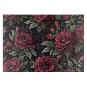 Planche À Découper Fleurs rouges bourguignonnes gothiques