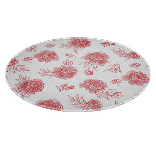 Planche À Découper Fleurs Rouges Chic