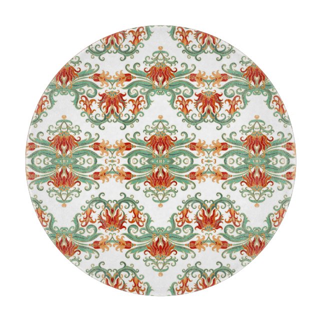 Planche À Découper Fleurs rouges style chinois (Devant)