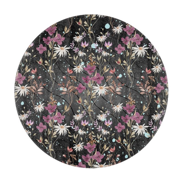 Planche À Découper Fleurs sauvages élégants de Retro Boho (Devant)