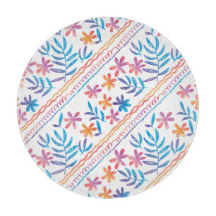 Planche À Découper Fleurs tropicales dessinées à la main, motif feuil