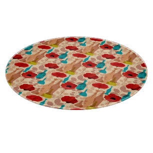 Planche À Découper Fleurs, vases et bouteilles motif