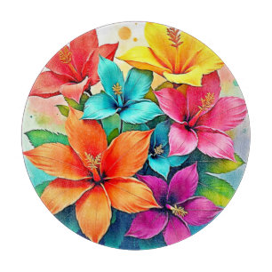 Planche À Découper Fleurs Vibrantes : Conception Magique Florale Trop