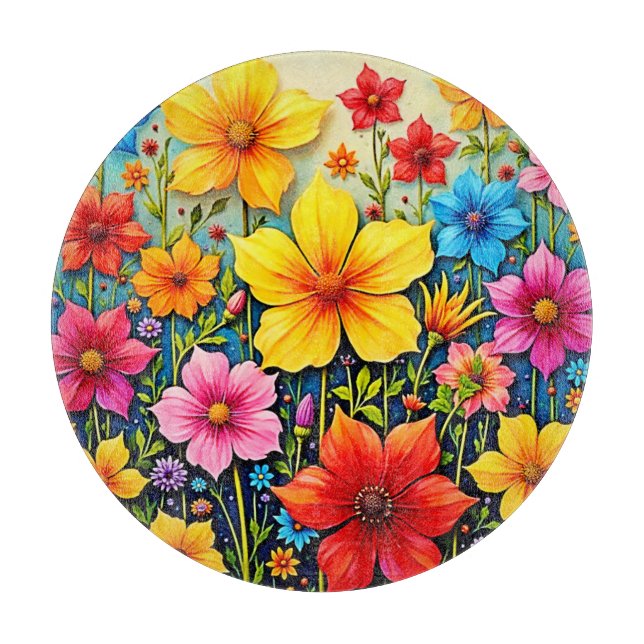 Planche À Découper Fleurs Vibrantes : Jardin de Joie Art (Devant)