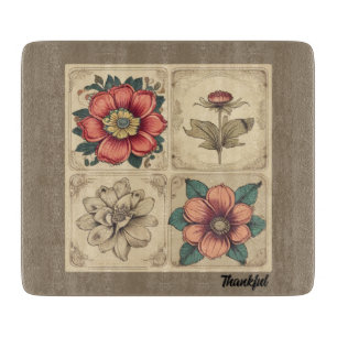 Planche À Découper Fleurs vintages Thanksgiving