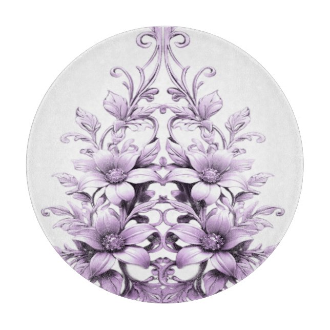 Planche à découper Fleurs Violettes Élégantes (Devant)