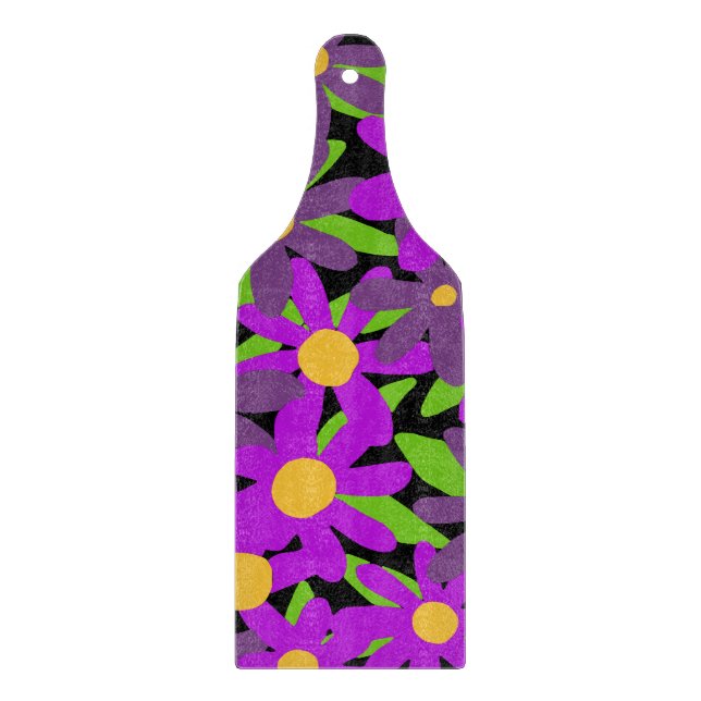 Planche À Découper Fleurs violettes et vertes (Devant)