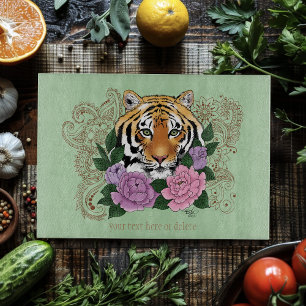 Planche À Découper Fleurs violettes roses au henné de tigre