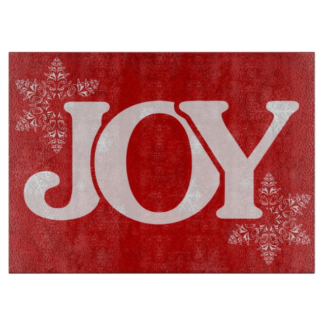 Planche À Découper Flocon de JOY Motif Élégant Noël Rouge (Devant)