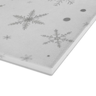 Planche À Découper Flocon de neige au crépuscule - Gris et blanc arge