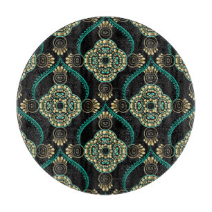 Planche À Découper Floral arabesque, Motif d'élégance Vintage.
