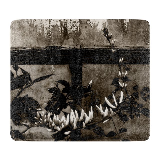 Planche À Découper Floral de jardin rustique à Sepia (Devant)