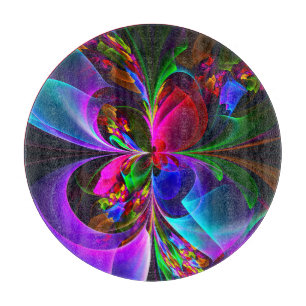 Planche À Découper Floral moderne Art Abstrait Rouge Bleu Motif #12