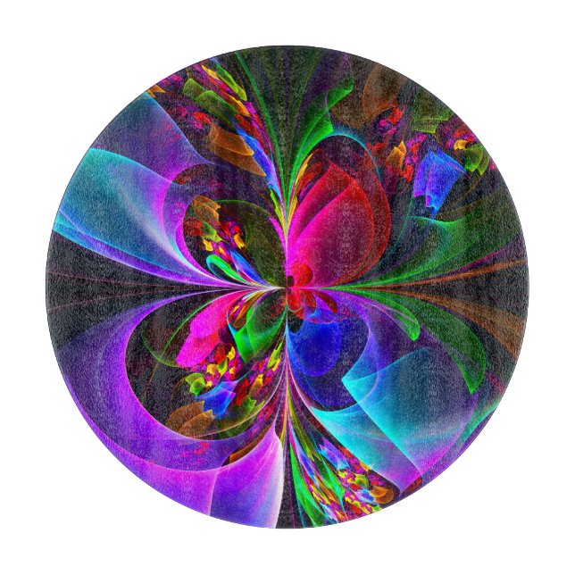 Planche À Découper Floral moderne Art Abstrait Rouge Bleu Motif #12 (Devant)