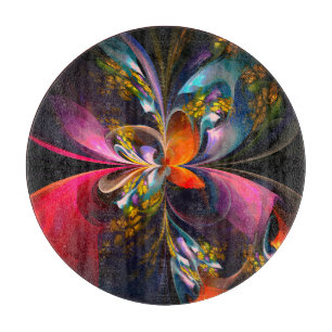 Planche À Découper Floral moderne Art Abstrait Rouge Bleu Motif #13