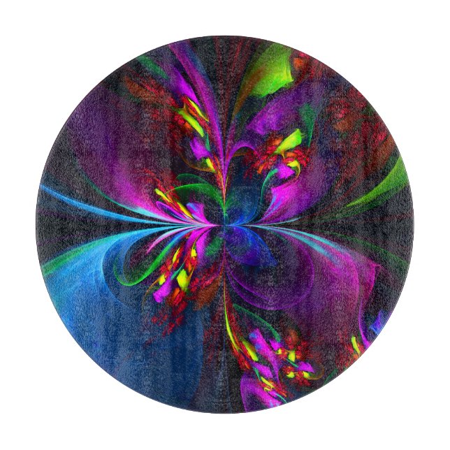 Planche À Découper Floral moderne Art Abstrait Rouge Bleu Motif #15 (Devant)