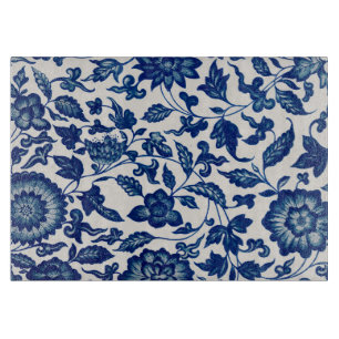 Planche À Découper Floral ornemental bleu chinois 