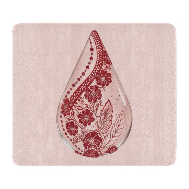 Planche À Découper  Floral pale rose & mahogany AI art  (Devant)