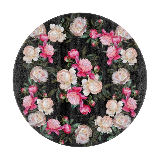 Planche À Découper Floral Peonies Aquarelle Peinture Arrière - plan (Devant)