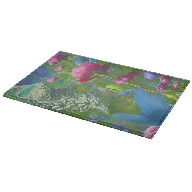 Planche À Découper Floral rose, bleu et blanc muet (Coin)