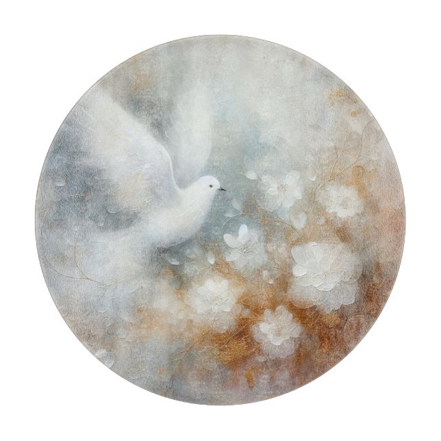 Planche à découper florale aux colombes de mariage (Devant)