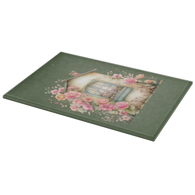 Planche à découper florale d'été de cottage (Coin)