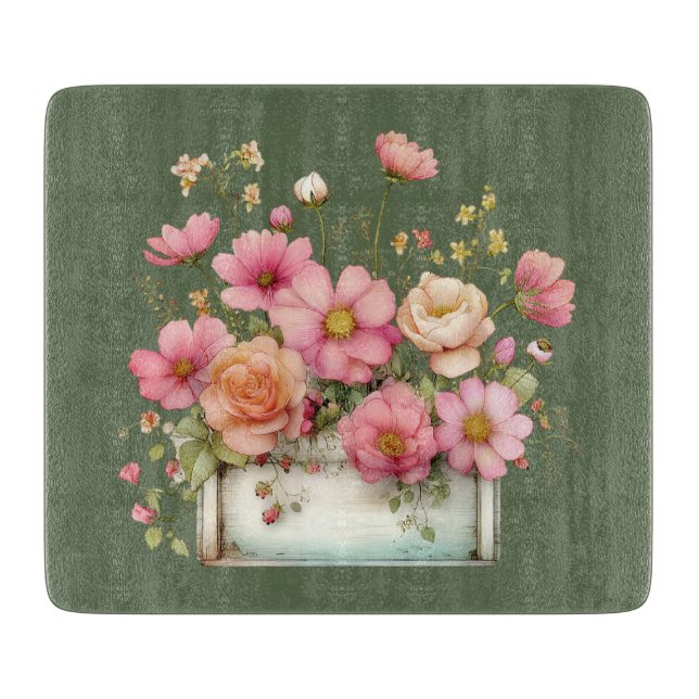 Planche à découper florale d'été de cottage (Devant)