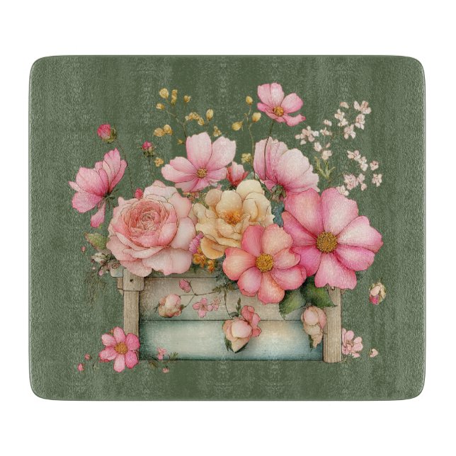 Planche à découper florale d'été de cottage (Devant)
