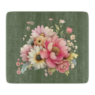 Planche à découper florale d'été de cottage