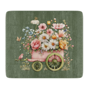 Planche à découper florale d'été de cottage