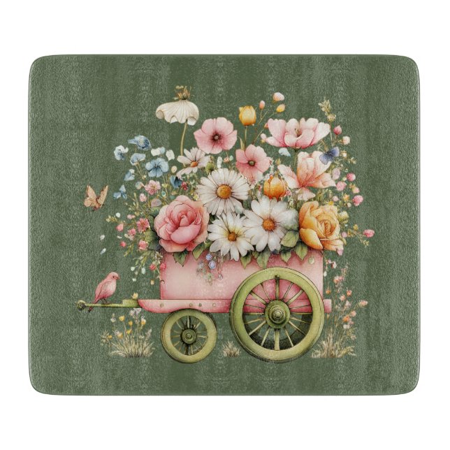 Planche à découper florale d'été de cottage (Devant)